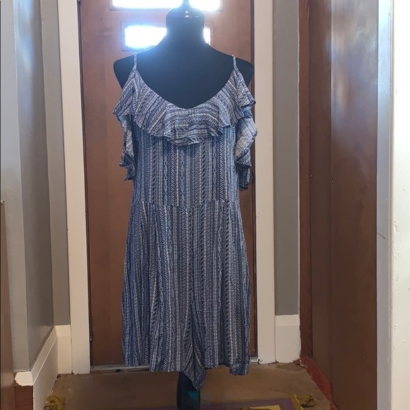 Rewind, blue striped challis shorts romper - Picture 1 of 7